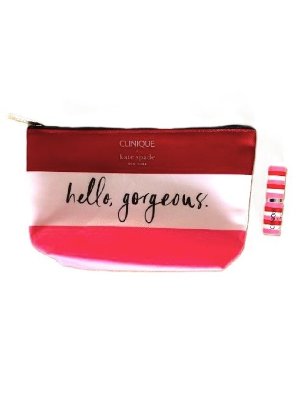 Clinique x Kate Spade Makeup Bag & Matching Lipstick NWT